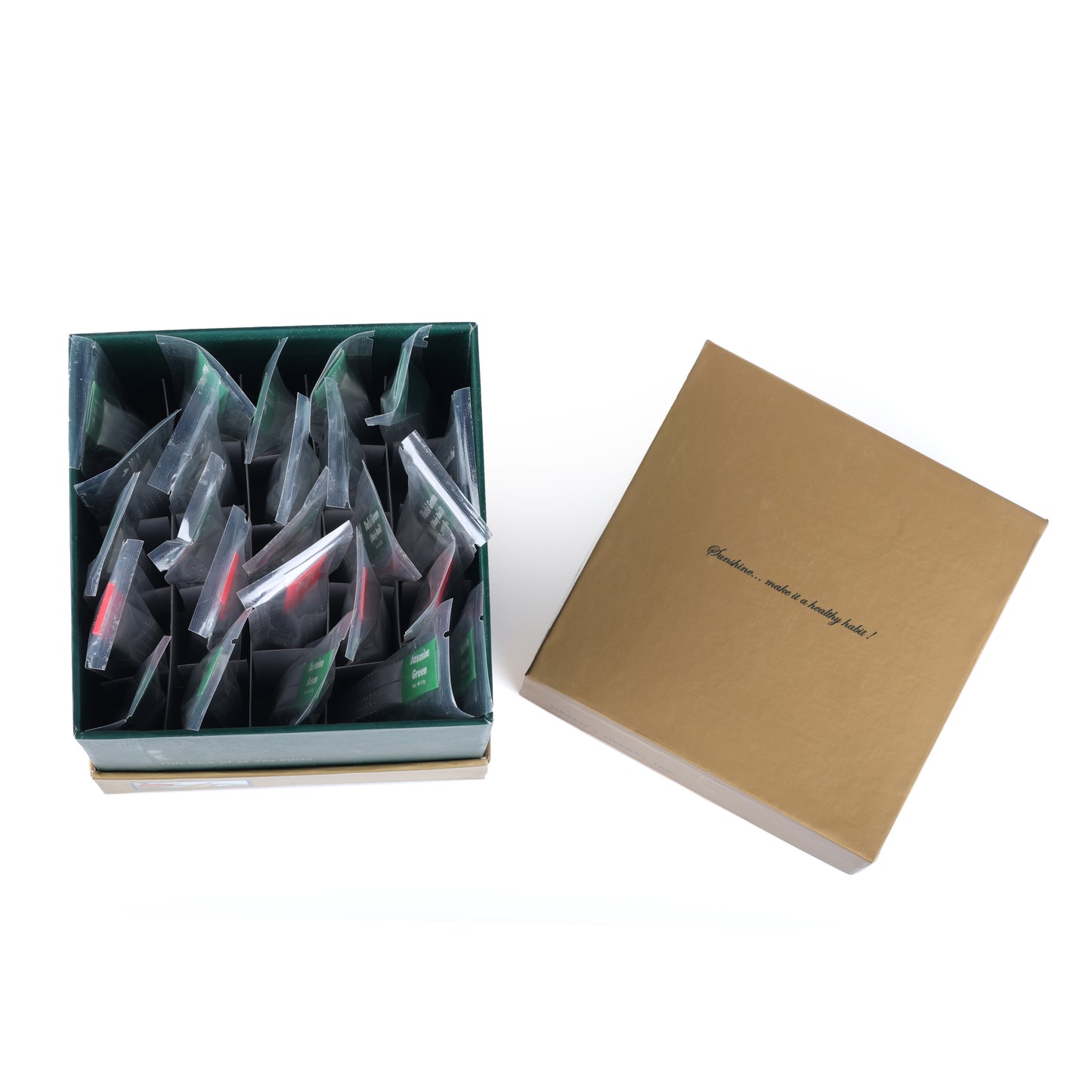 GOLDEN GIFT BOX OF 25 TEA STICKS (GOLDEN & BOTTLE GREEN)