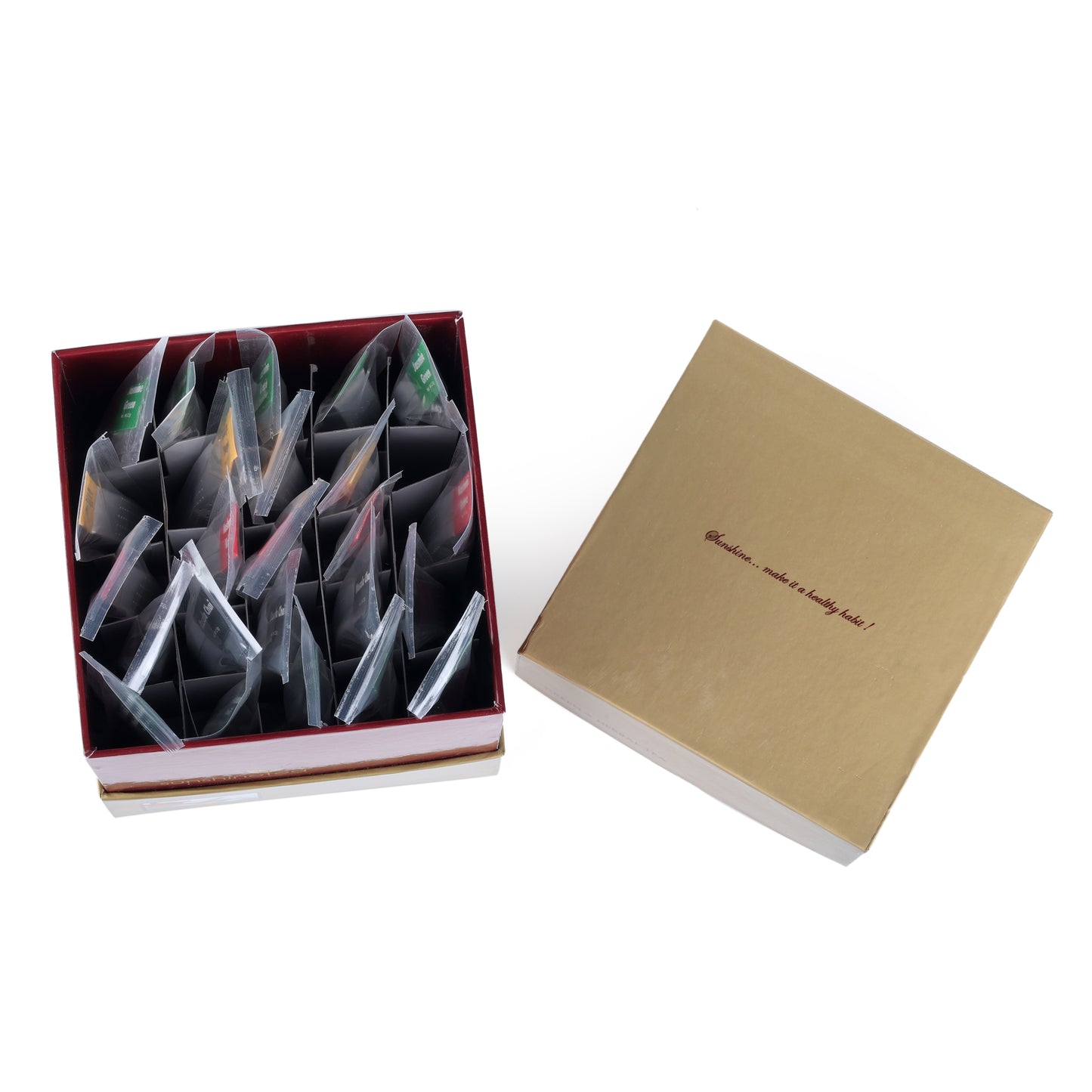 GOLDEN GIFT BOX OF 25 TEA STICKS (GOLDEN & MARROON)