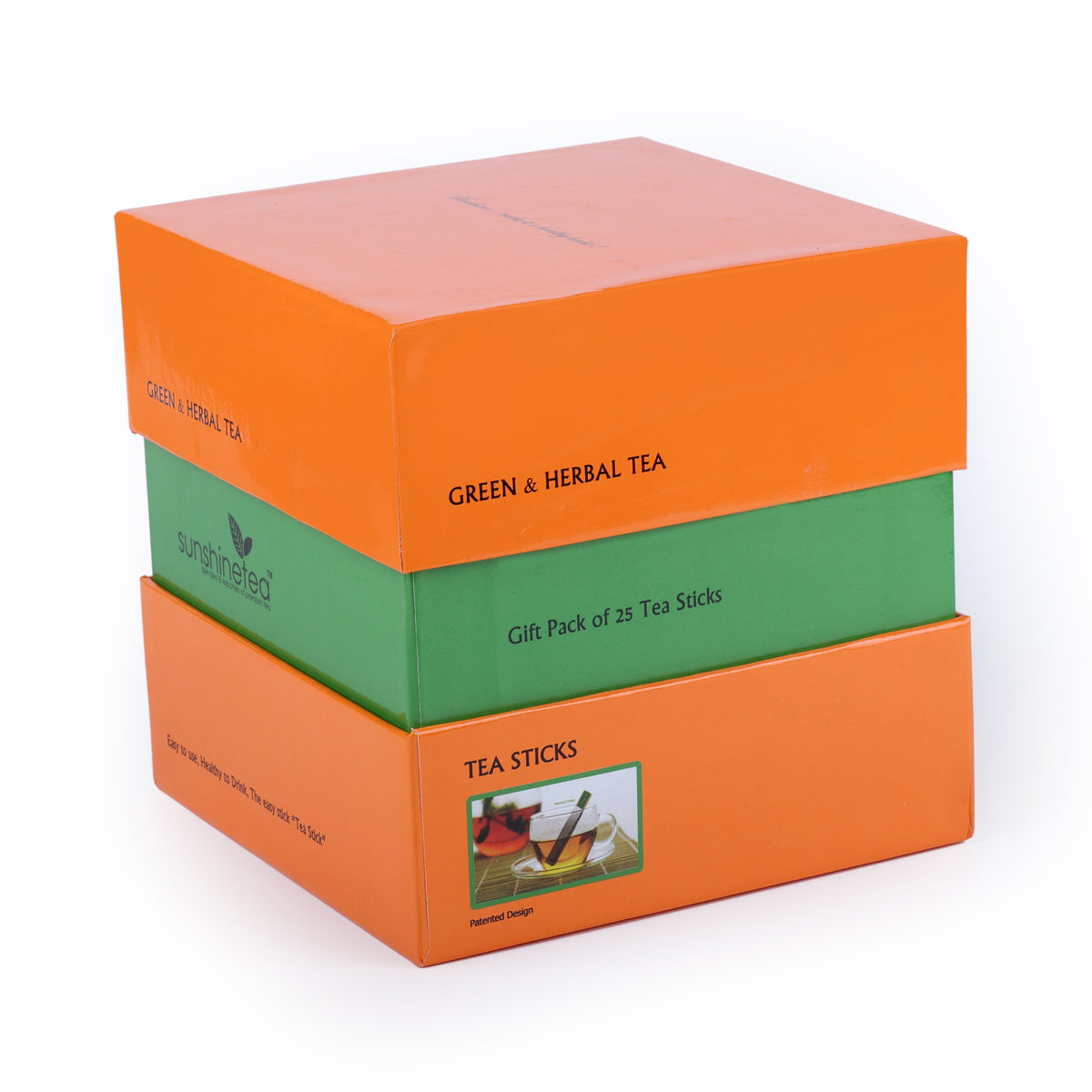 SAFFRON GIFT BOX OF 25 TEA STICKS (SAFFRON & LIGHT GREEN)